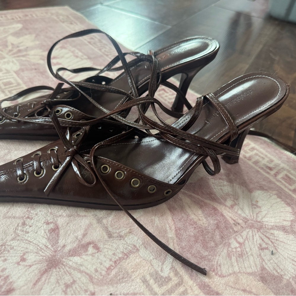 Double Standard Brown lace up heels
